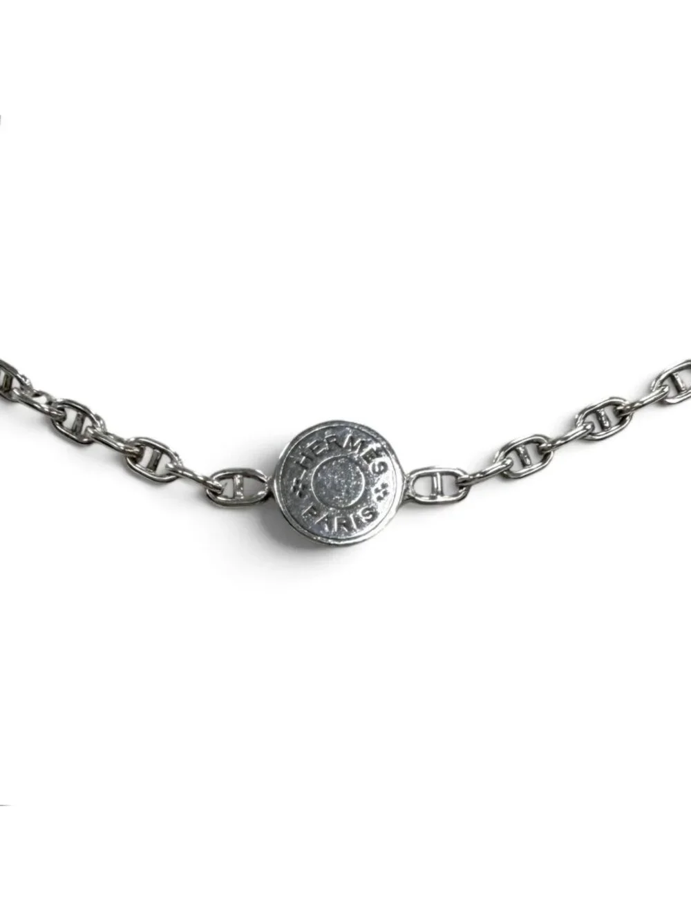 Hermes 925 Chaine D'ancre Mini Sellier Chain Necklace Choker Silver